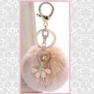 Dancing Ballerina with jewels pom- pom key chain